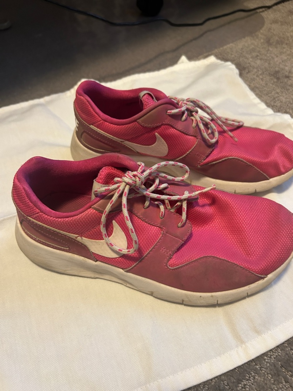 Nike Hot Pink and White Lace-Up Sneakers